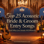 Harshit Sharma performing live acoustic bride and groom entry songs with guitar at a luxury wedding